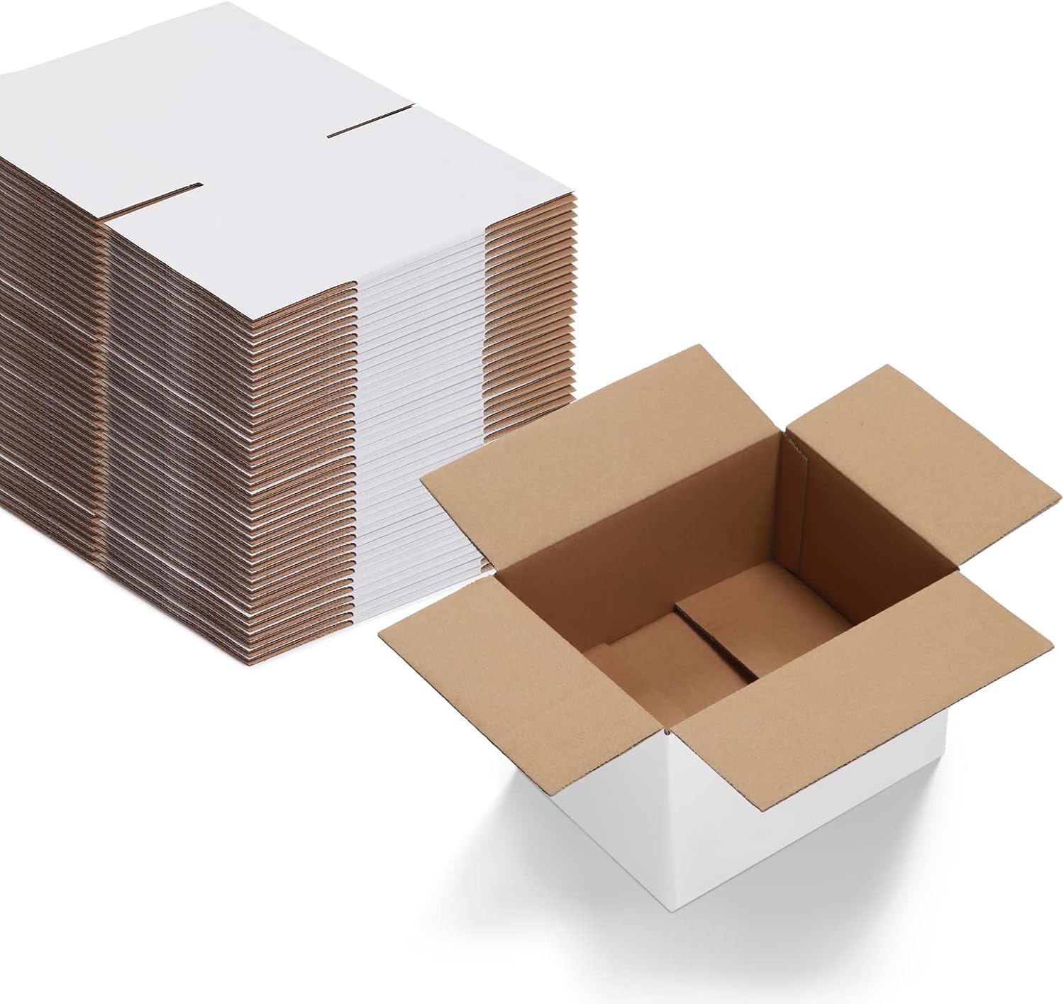 EYMPEU 40 Stück 25,4 x 15,3 x 15,3 cm Weiße Versandkarton, Kartons für kleine Gegenstände, Spielzeug, Schreibwaren und Weihnachtspäckchen