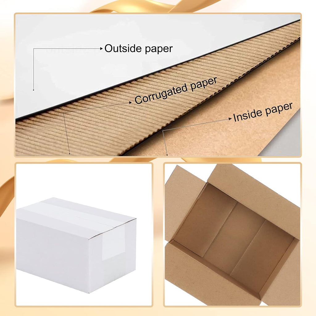 EYMPEU 40 Stück 25,4 x 15,3 x 15,3 cm Weiße Versandkarton, Kartons für kleine Gegenstände, Spielzeug, Schreibwaren und Weihnachtspäckchen