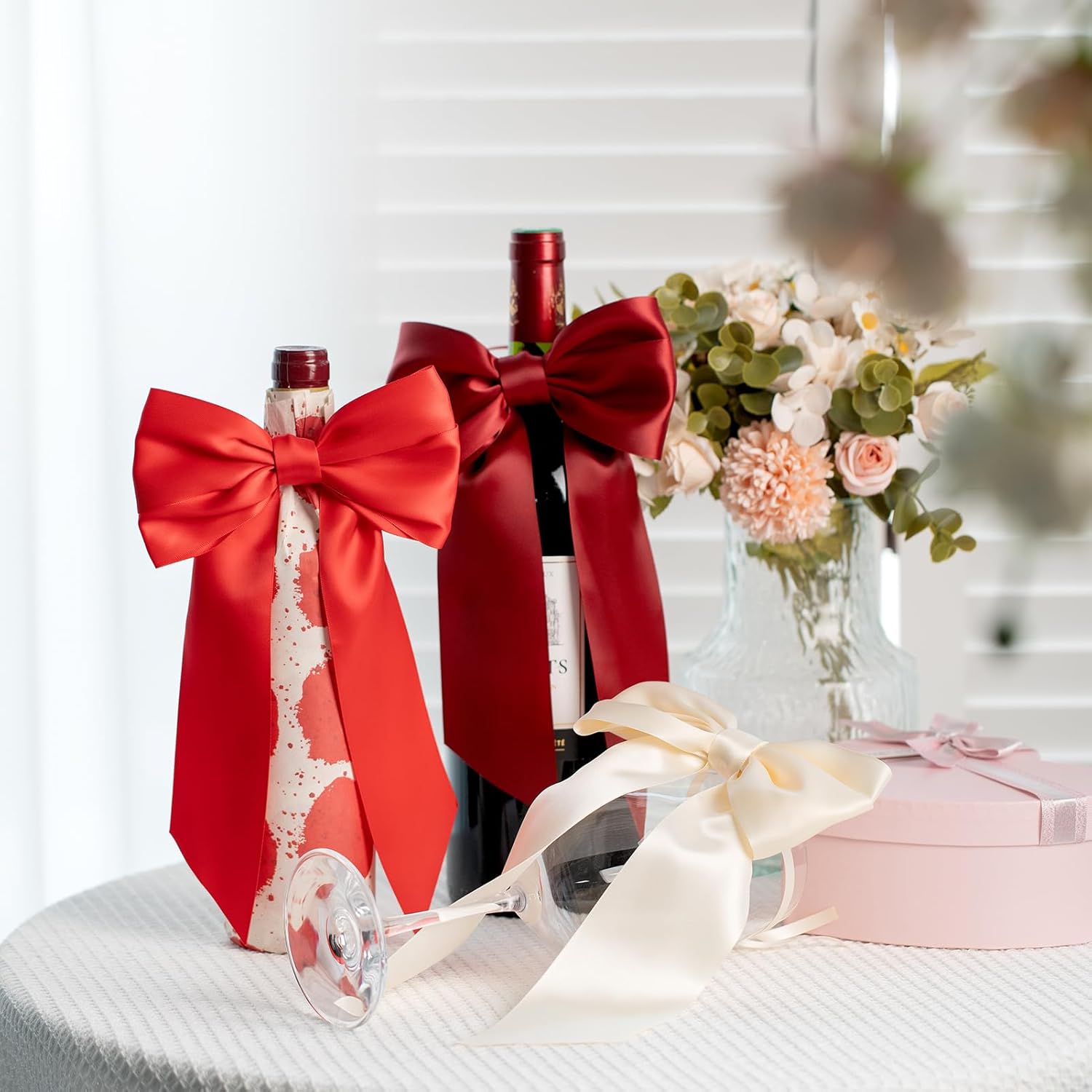 MORSUNBELA Schleifen Deko Hochzeit Geschenkschleifen Groß Weiß | Große Geschenkschleifen,elegante Deko für Hochzeit,Geburtstag,Weihnachten,Adventskranz,Weihnachtsbaum und Girlanden