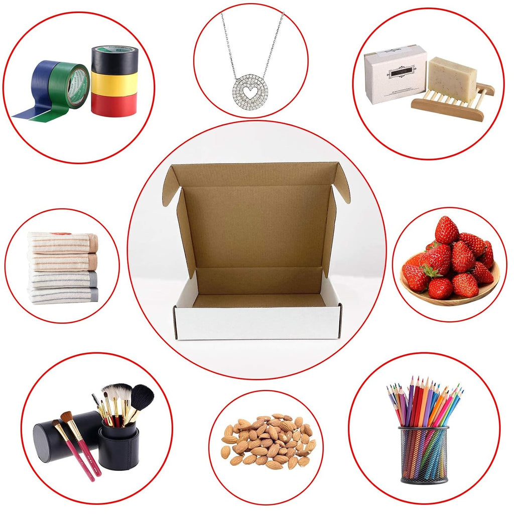 RLAVBL 25 Stück weiße Versandkartons mit den Maßen 22,9 x 15,3 x 10,2 cm für den Versand von Gegenständen, Spielzeug und Geschenken