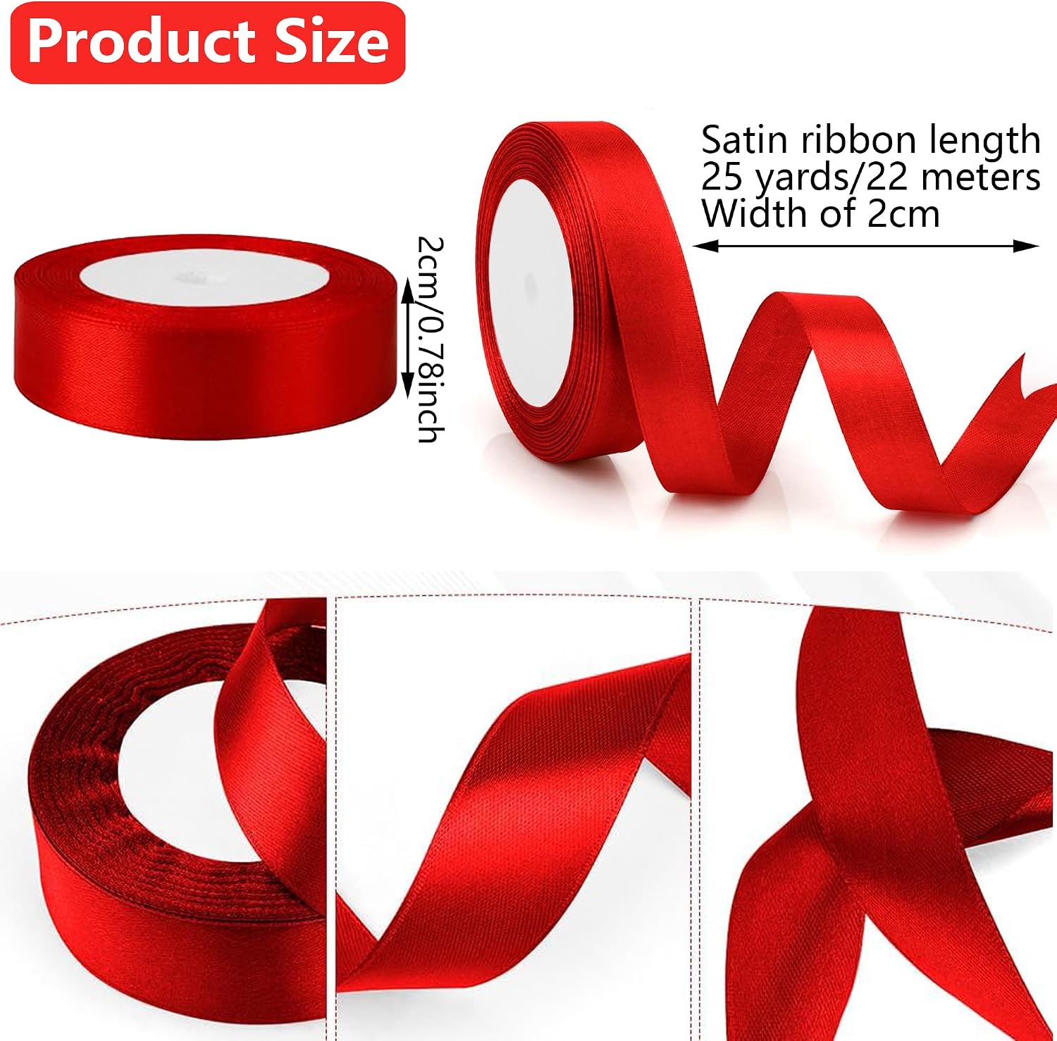 Geschenkband Satinband 22m, 20mm Breit Geschenkband, Schwarz Schleifenband für Hochzeit, Bastelarbeiten und Geschenkverpackung Hochzeitsdekoration (Schwarz)