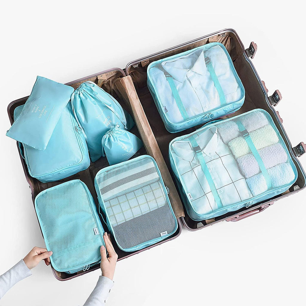BillyBath 8-teiliges Koffer Organizer Set & Packwürfel | Platzsparende Packing Cubes für Kleidung. Perfekter Kofferorganizer mit Netzdesign, leichtes Reise Zubehör, Beige