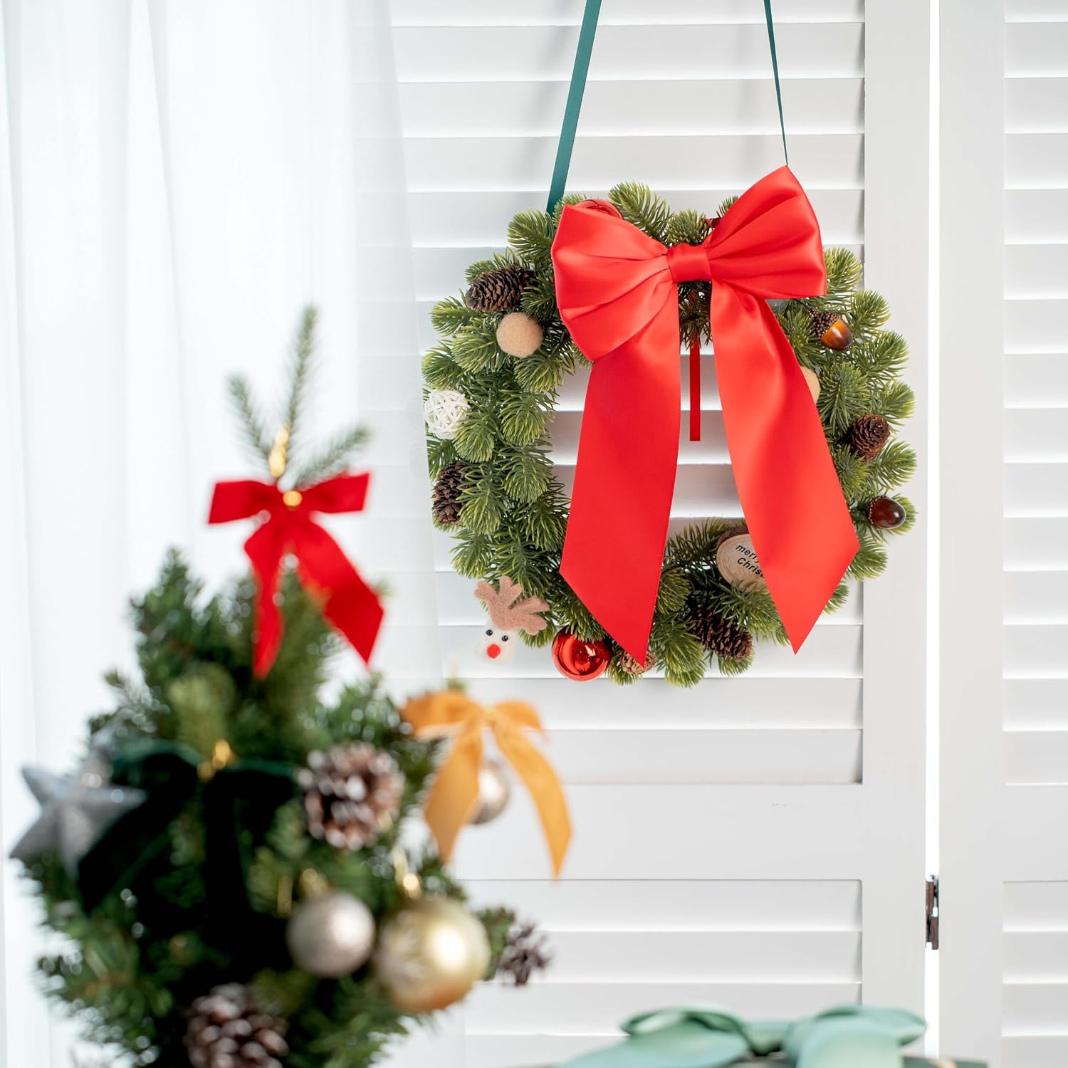 MORSUNBELA Schleifen Deko Hochzeit Geschenkschleifen Groß Weiß | Große Geschenkschleifen,elegante Deko für Hochzeit,Geburtstag,Weihnachten,Adventskranz,Weihnachtsbaum und Girlanden