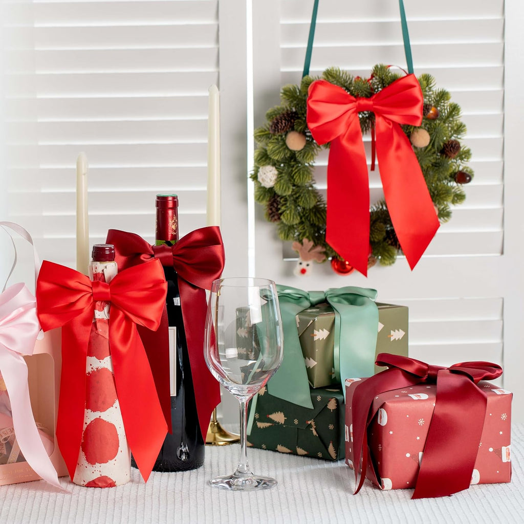 MORSUNBELA Schleifen Deko Hochzeit Geschenkschleifen Groß Weiß | Große Geschenkschleifen,elegante Deko für Hochzeit,Geburtstag,Weihnachten,Adventskranz,Weihnachtsbaum und Girlanden