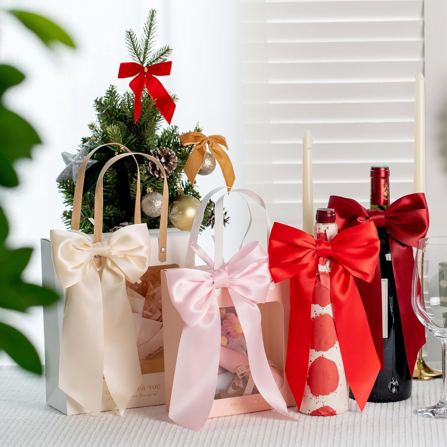 MORSUNBELA Schleifen Deko Hochzeit Geschenkschleifen Groß Weiß | Große Geschenkschleifen,elegante Deko für Hochzeit,Geburtstag,Weihnachten,Adventskranz,Weihnachtsbaum und Girlanden