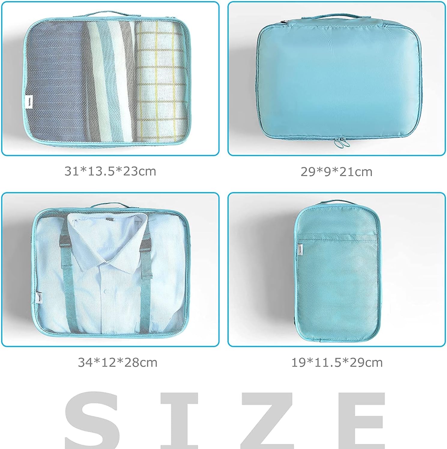 BillyBath 8-teiliges Koffer Organizer Set & Packwürfel | Platzsparende Packing Cubes für Kleidung. Perfekter Kofferorganizer mit Netzdesign, leichtes Reise Zubehör, Beige